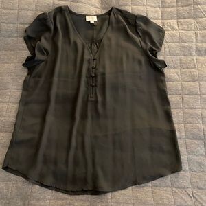 Loft Short Sleeved Gray Blouse (size L)